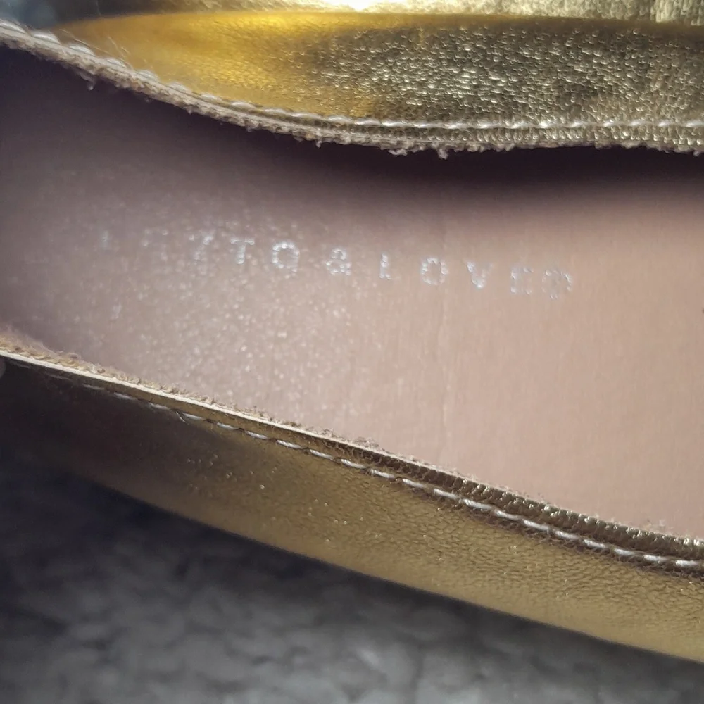 LUVTQ & LOVED Mettalic Gold Square Toe Flats Size 40